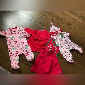 0-3 months Christmas dress and pj bundle